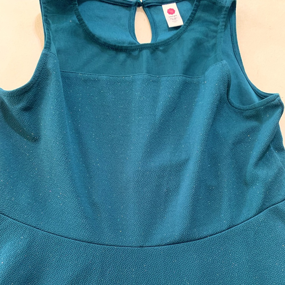 Girls xxl plus sparkly teal dress